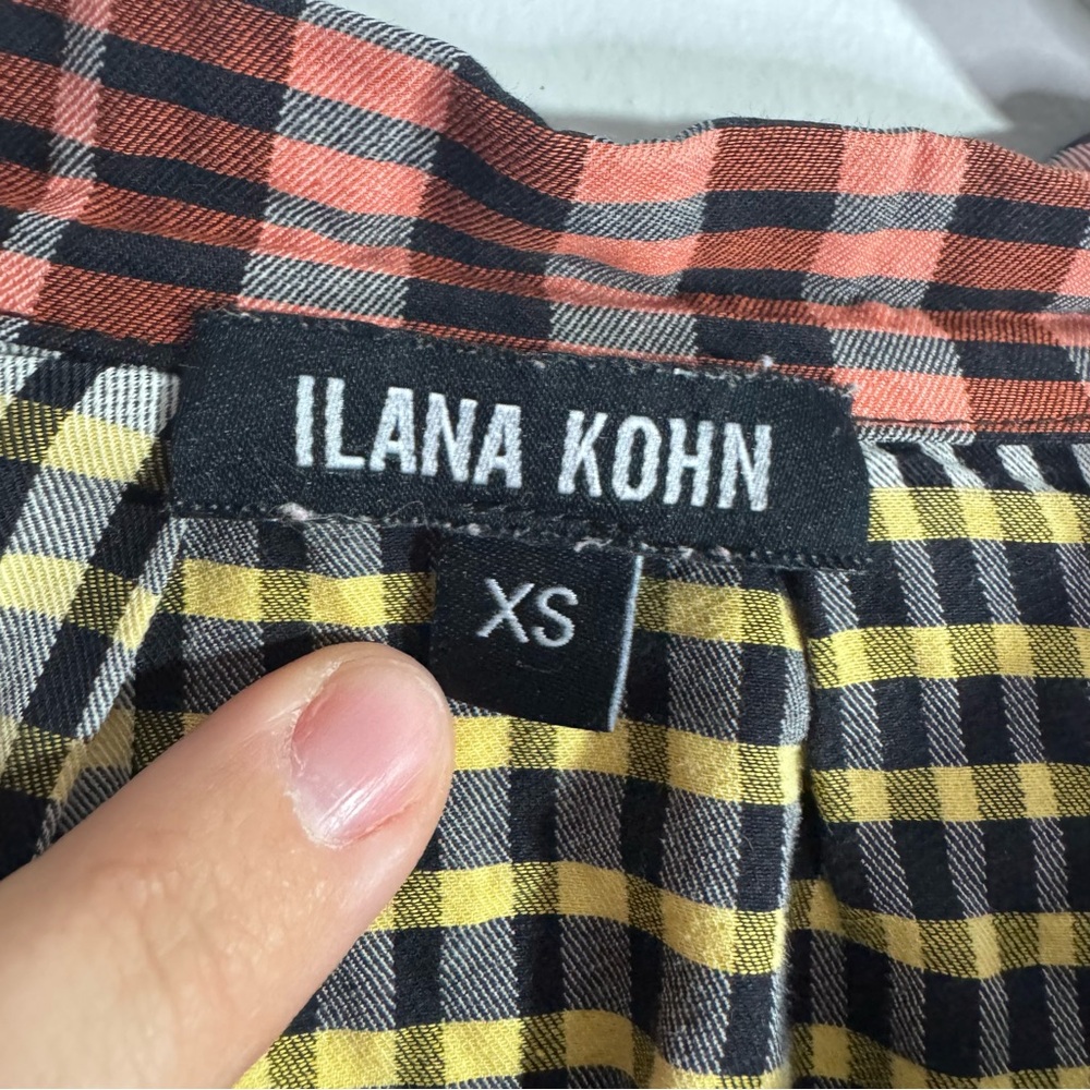 Ilana Kohn Plaid Patchwork Button Front Shirt Xs … - image 5